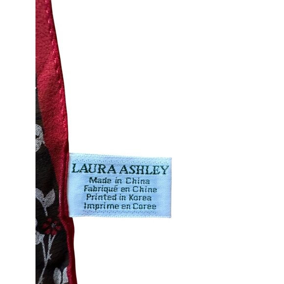 Laura Ashley 100% Silk Floral Print Scarf With Red Trim 22" X 22" - Picture 3 of 7